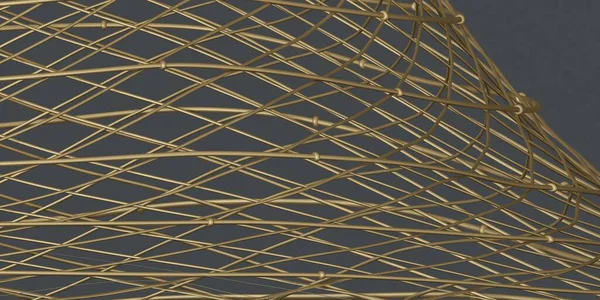 Εικόνα Αφηρημένο Φόντο Χρυσές Ογκομετρικές Γραμμές Μαύρο Φόντο Τρισδιάστατες Γραμμές Εικόνα Αρχείου