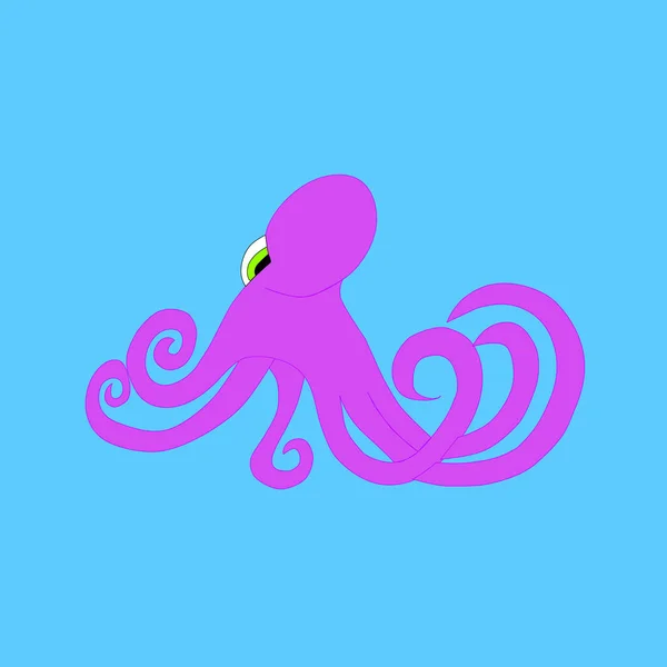 淡青の背景のピンクのタコ — ストックベクタ