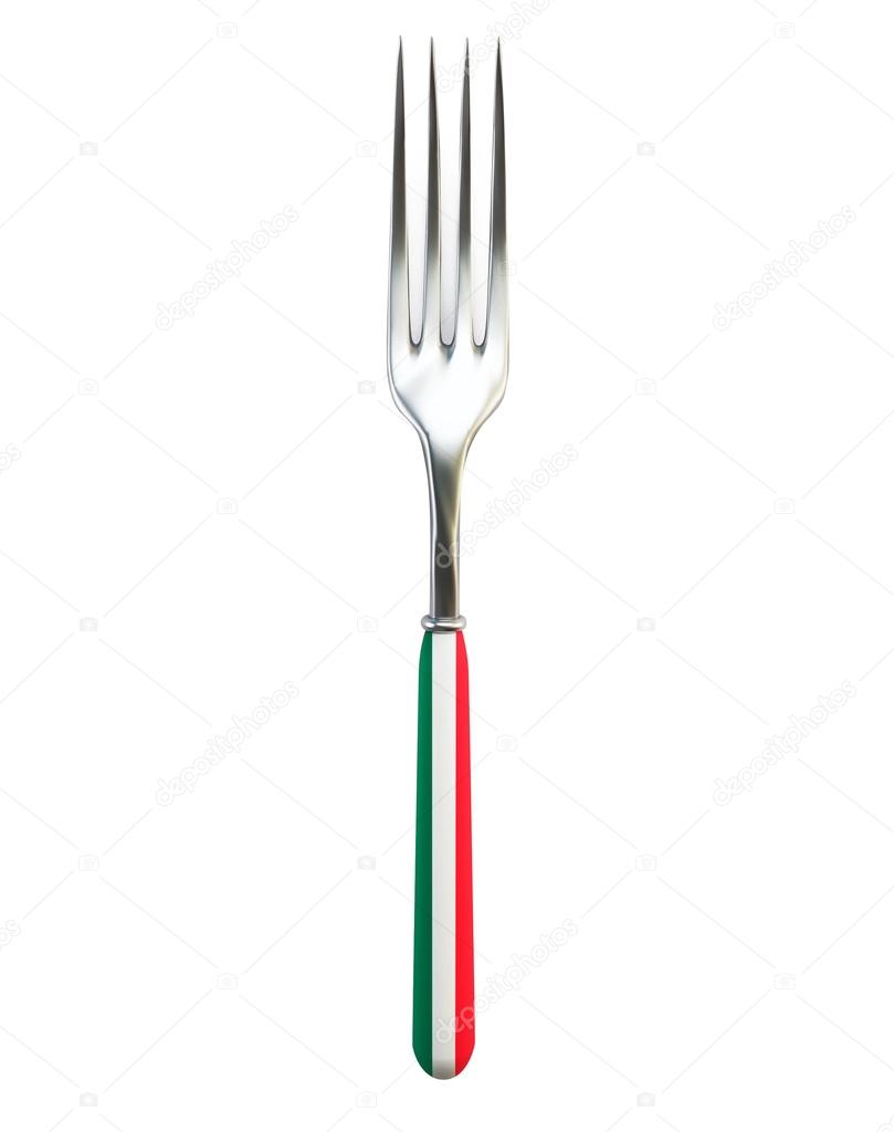 Silver fork with the flag of Italy