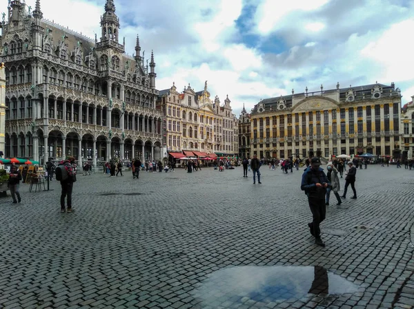 Grand Place Plaza Central Bruselas Bélgica Con Ayuntamiento Gótico — Foto de Stock
