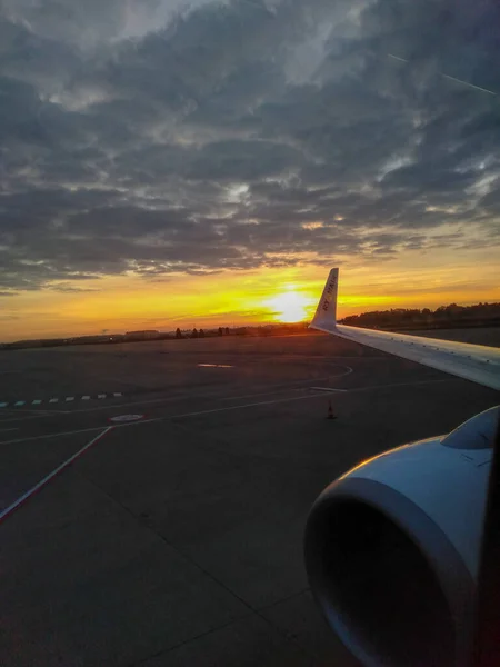 View Sunset Airplane — Stock Fotó