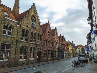 Historical town center with medieval architecture in Bruges, Belgium