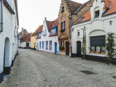 Bruges, Belçika 'da ortaçağ mimarisi ile tarihi kasaba merkezi