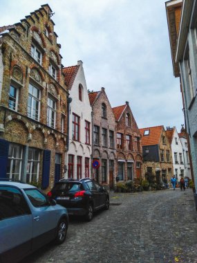 Bruges, Belçika 'da ortaçağ mimarisi ile tarihi kasaba merkezi
