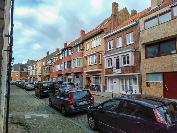 Street Old Colorful Brick Houses Bruges Belgium — Zdjęcie stockowe