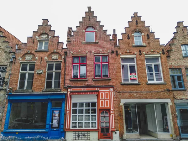 Beautiful Historical Brick Houses Bruges Town Belgium — Zdjęcie stockowe