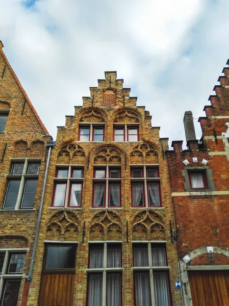 Hermosas Casas Históricas Ladrillo Ciudad Brujas Bélgica — Foto de Stock