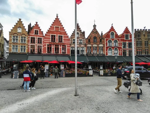 Grote Markt Main Square Historical Town Center Bruges Belgium Medieval — Foto de Stock