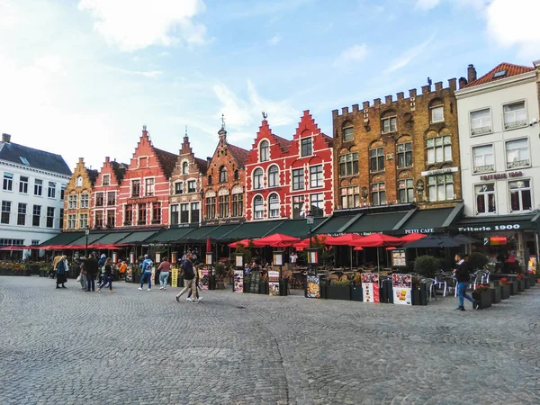 Grote Markt Main Square Historical Town Center Bruges Belgium Medieval — Foto de Stock