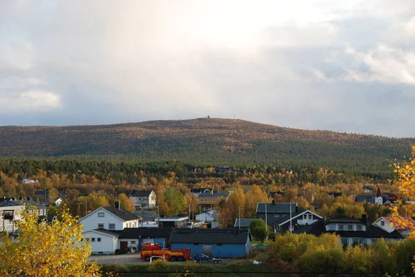 Άποψη Του Λόφου Dkteroavvi Πάνω Από Χωριό Karasjok Finnmark Νορβηγία — Φωτογραφία Αρχείου