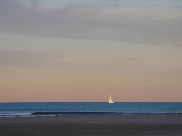 Sonnenuntergang Strand Von Valencia Spanien — Stockfoto