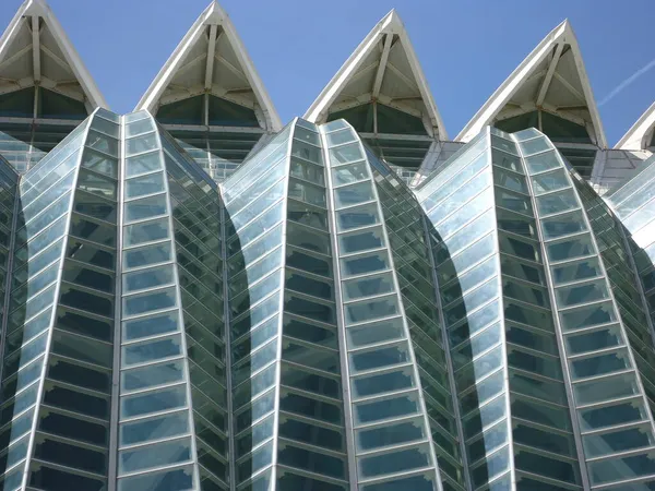 Sanat ve bilim şehrindeki bir binanın ayrıntıları, Valencia, İspanya