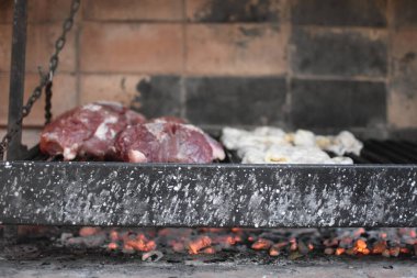 fire ready for grilling. Barbecue