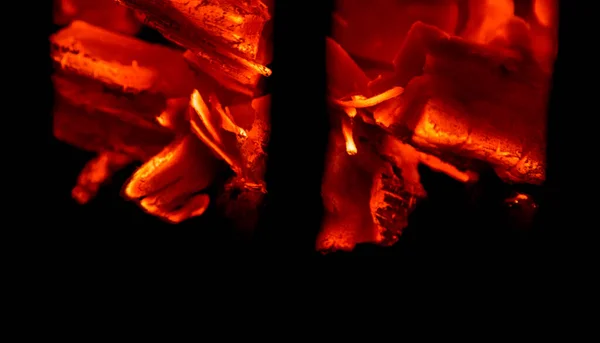 Grillfeuer Aus Nächster Nähe Feuerflammen — Stockfoto