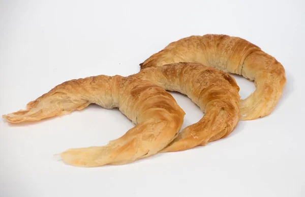 Croissants Aus Einer Bäckerei Auf Weißem Hintergrund — Stockfoto