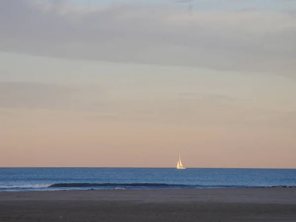 Sonnenuntergang Einem Strand Valencia — Stockfoto