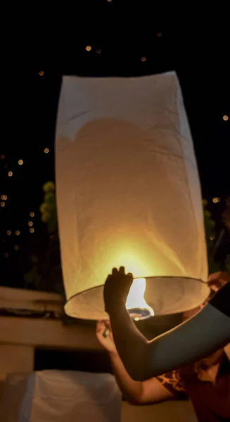 Lanternas Papel Para Festival Krathong Liga Tradicional Chiang Mai Tailândia — Fotografia de Stock