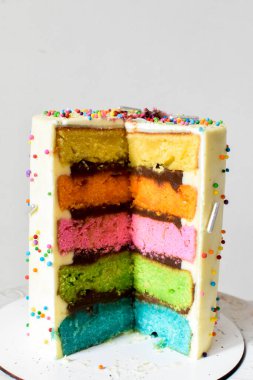 Renkli doğum günü pastası. gökkuşağı pastası