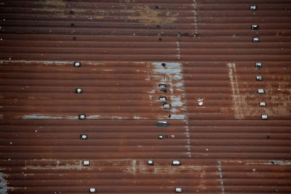 Closeup Rusty Sheet Metal Roof — 图库照片