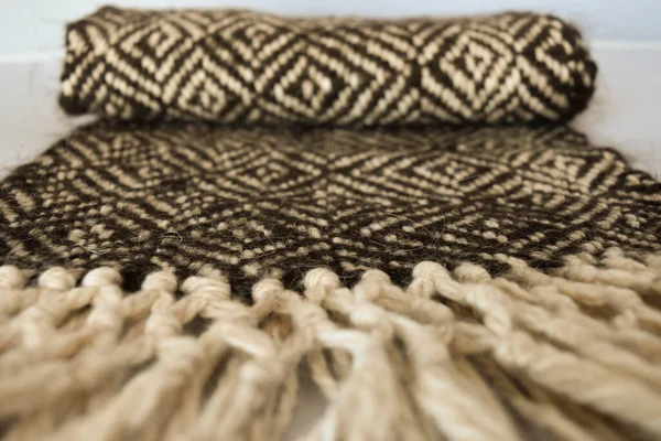 Hand Knitted Brown Scarf Traditional Fabrics Northwestern Argentina — Stock Photo, Image