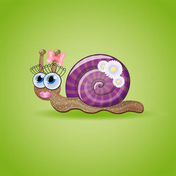 Isolated funny female snail. — Stock Vector