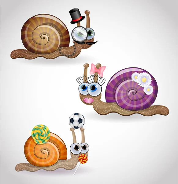 Isolated funny snails family. — Stock Vector