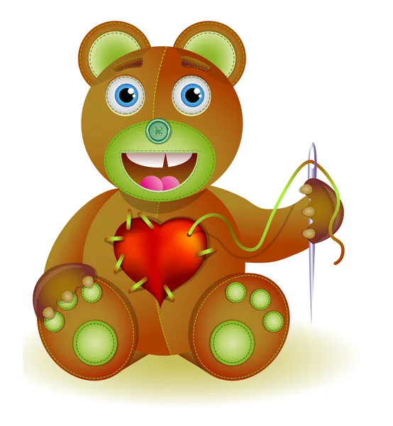 Brinquedo de urso com coração . —  Vetores de Stock