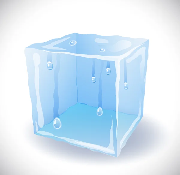 Kostka ledu s kapkami — Stockový vektor
