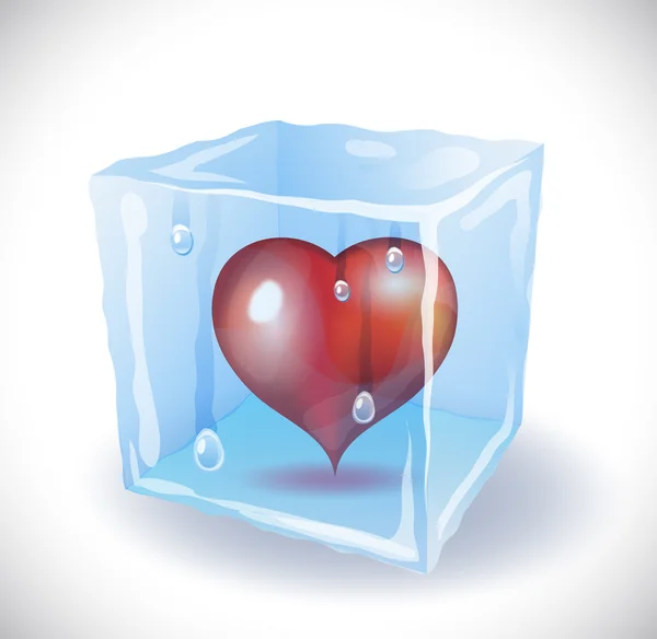 Ice cube with heart — Stock Vector