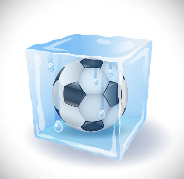 Kostka ledu s fotbalovým míčem Vektorová Grafika