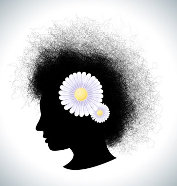 Retro kız siluet barrette ile