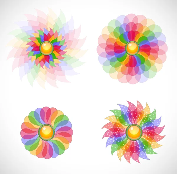 Set with abstract flowers. — Stock Vector