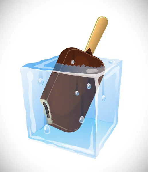 Crème glacée dans un glaçon . — Image vectorielle