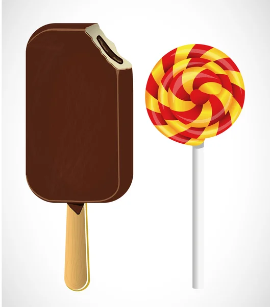 Crème glacée et bonbons . — Image vectorielle