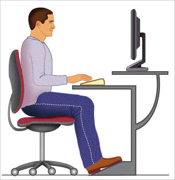 Иллюстрация правильного положения лиц за компьютером
