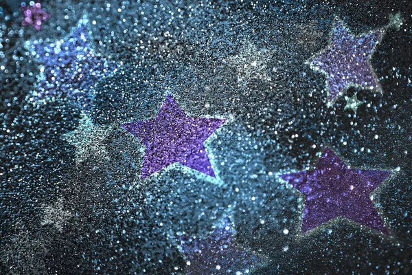 Purple Stars Teal Glitter Background — Foto de Stock