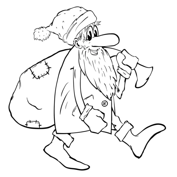 Santa con bolsa — Vector de stock