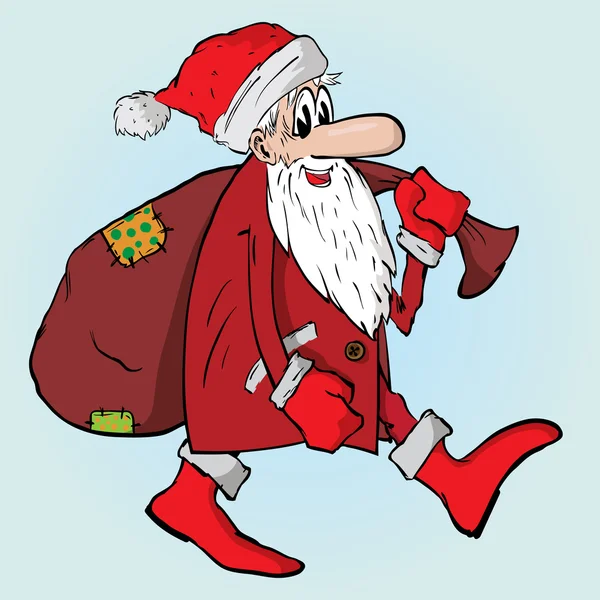 Santa med säck — Stock vektor