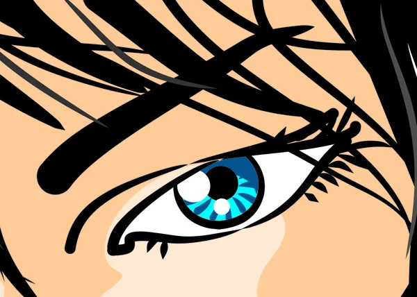 Oko kobieta z bliska-komiks — Wektor stockowy