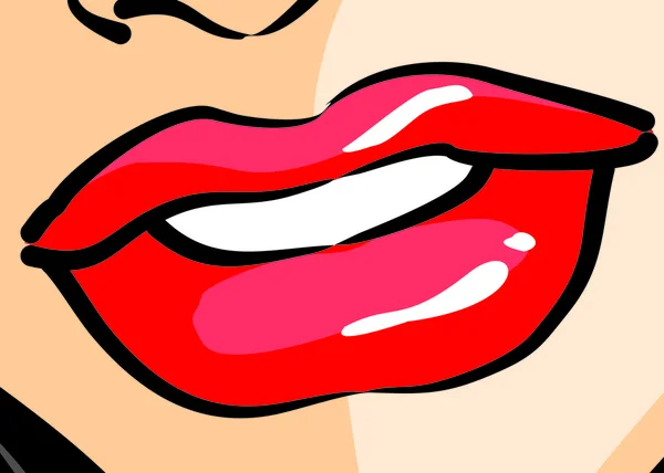 Lábios de mulher - Quadrinhos — Vetor de Stock