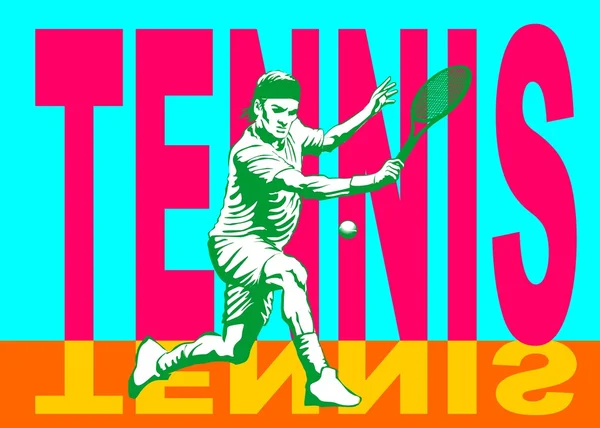 Cartaz de jogador de tênis — Vetor de Stock