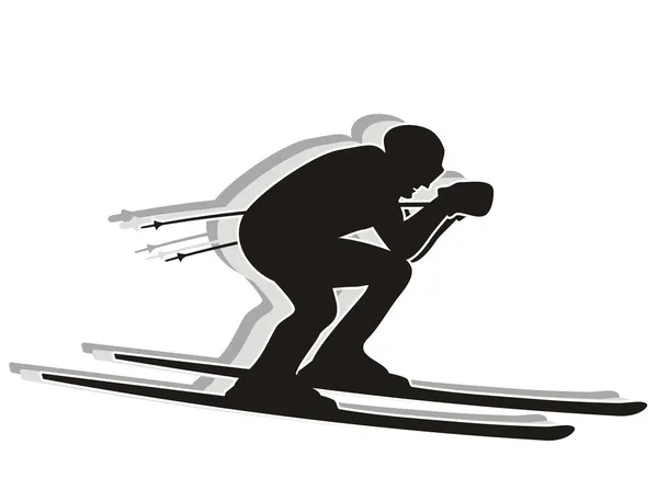 Skiing competitor - Silhouette — Stock Vector