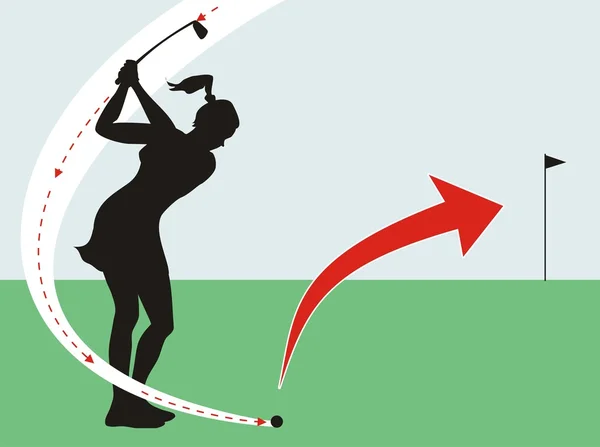 Golfista femenina en el campo — Vector de stock