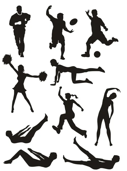 Sport- und Fitness-Silhouetten — Stockvektor