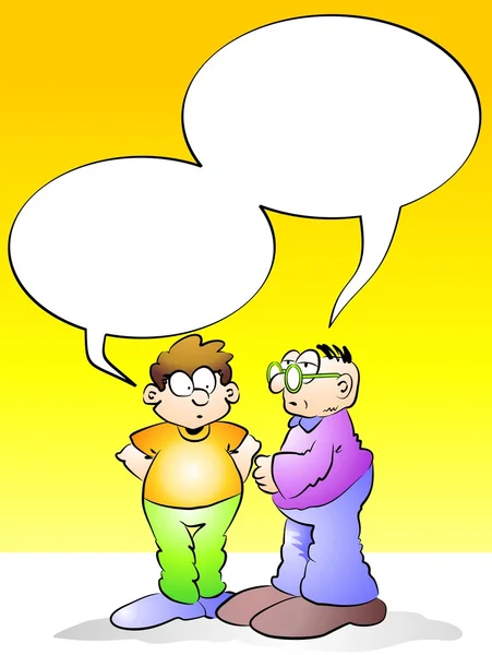 Männer reden mit leerer Sprechblase — Stockvektor