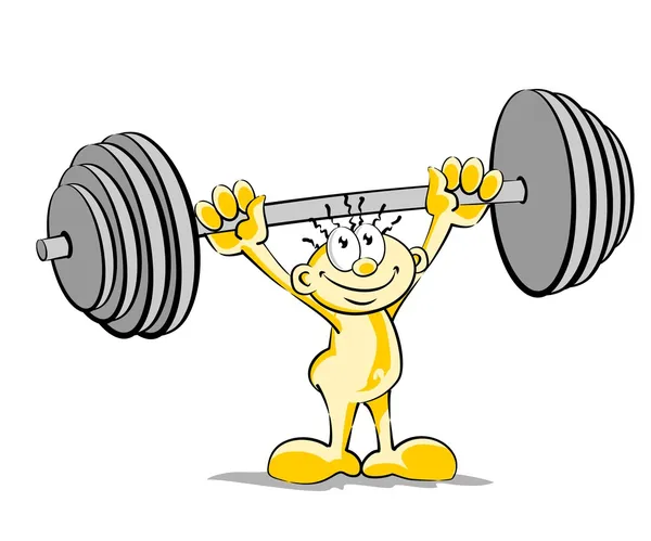 Little man lifting weights — Stock Vector
