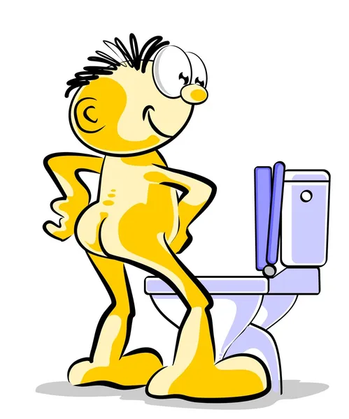 Ragazzo utilizzando toilette, illustrazione — Vettoriale Stock