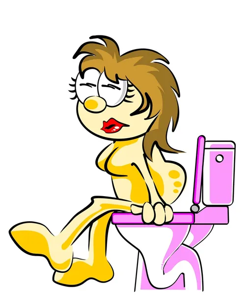 Girl on toilet, illustration — Stock Vector
