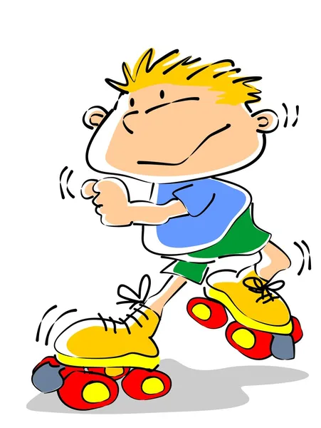 Enfant patineur à roulettes - illustration — Image vectorielle