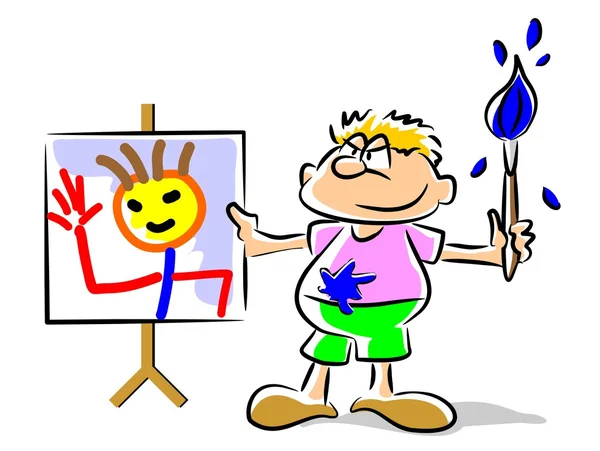 Peinture enfant - illustration drôle — Image vectorielle